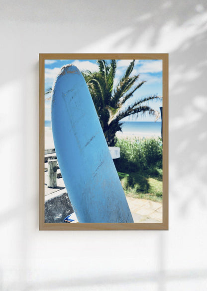 Cuadro Decorativo Playa, Tabla Azul Parada