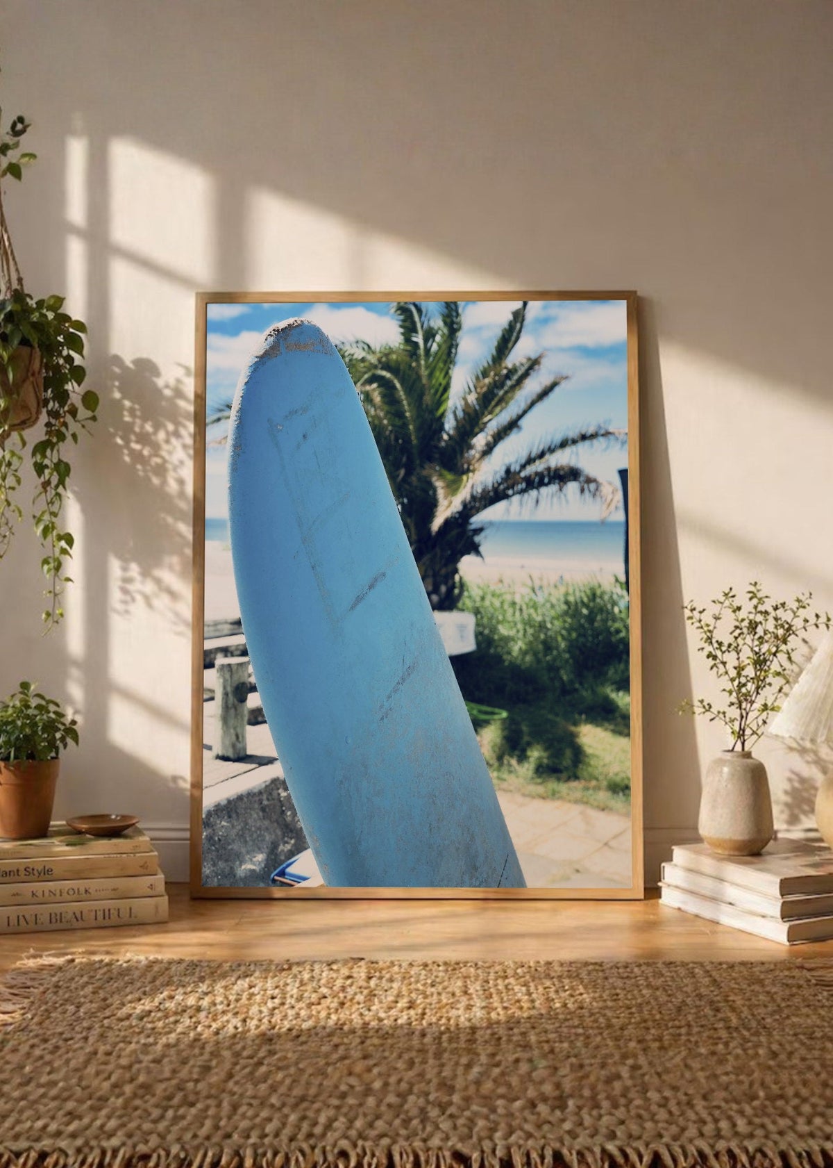 Cuadro Decorativo Playa, Tabla Azul Parada