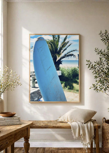 Cuadro Decorativo Playa, Tabla Azul Parada