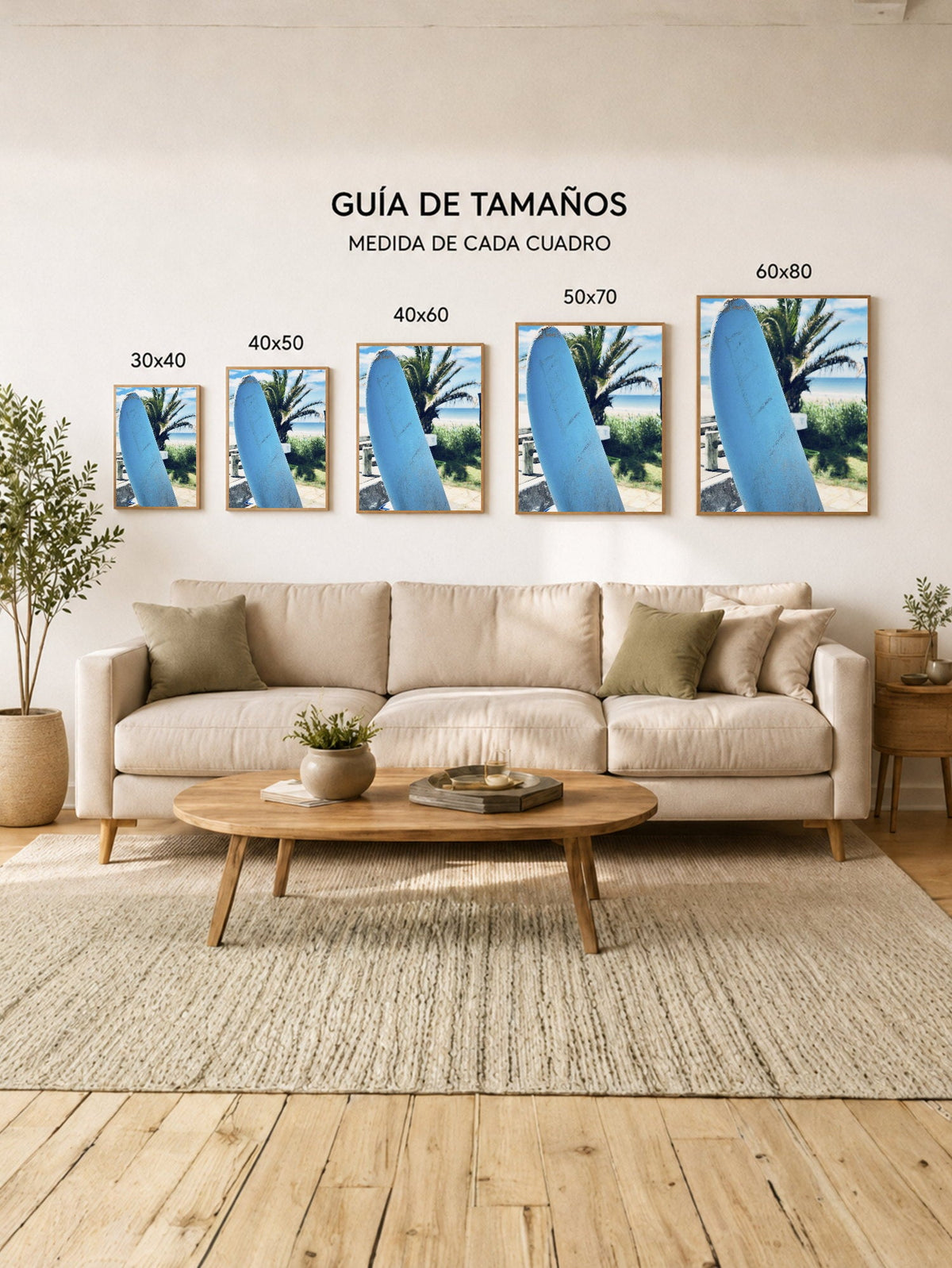 Cuadro Decorativo Playa, Tabla Azul Parada
