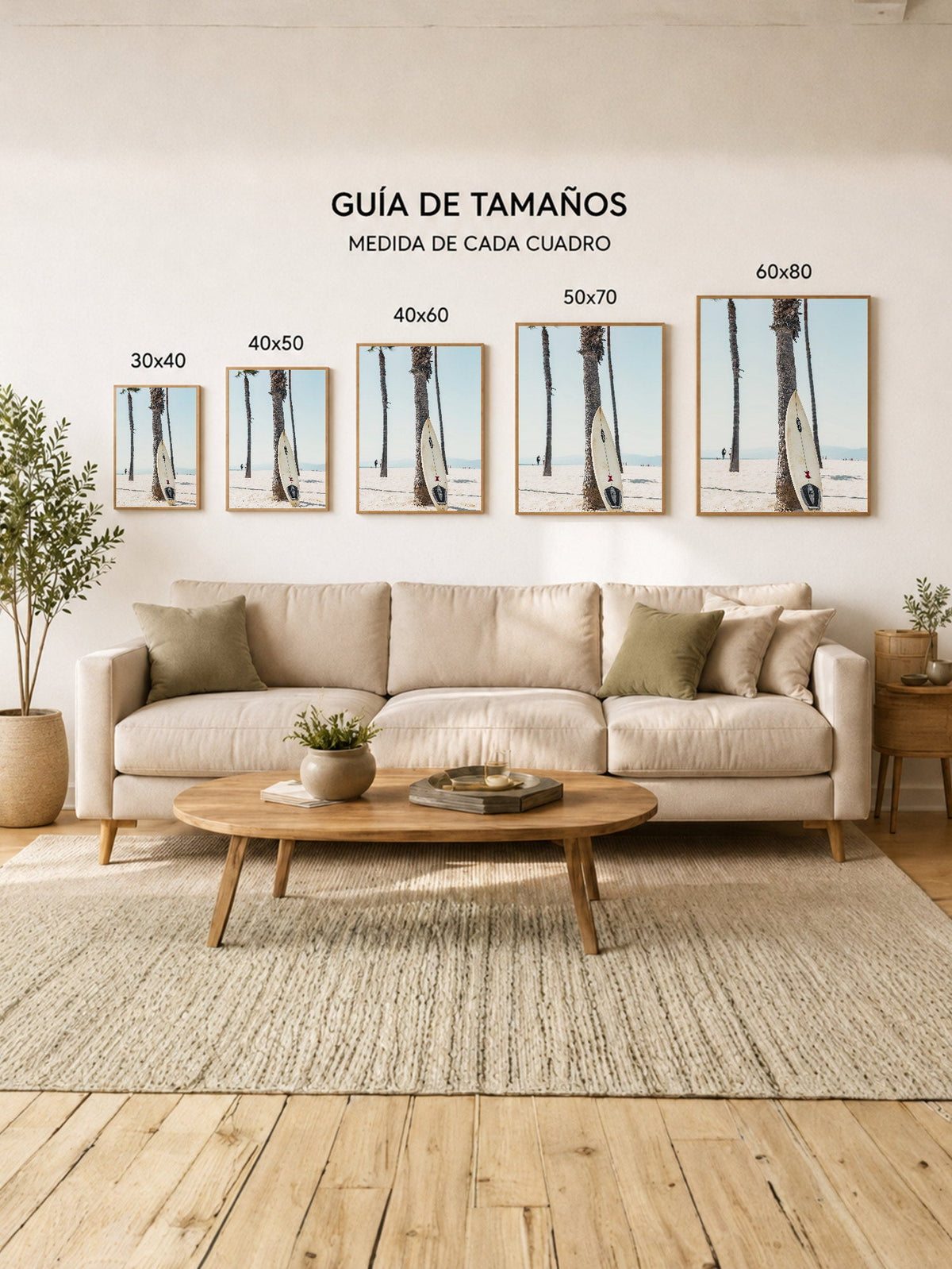 Cuadro Decorativo Playa, Tabla Palmeras Arena