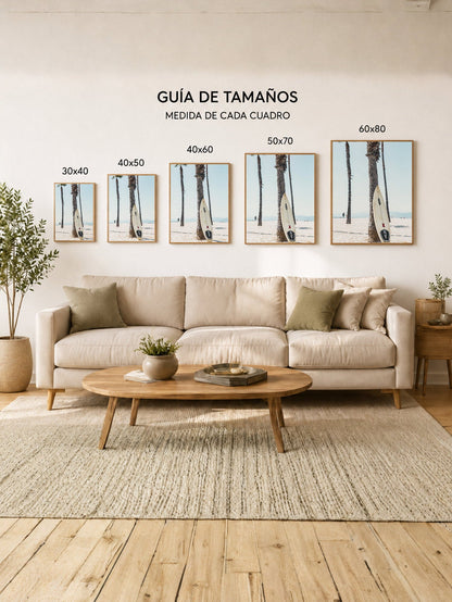 Cuadro Decorativo Playa, Tabla Palmeras Arena