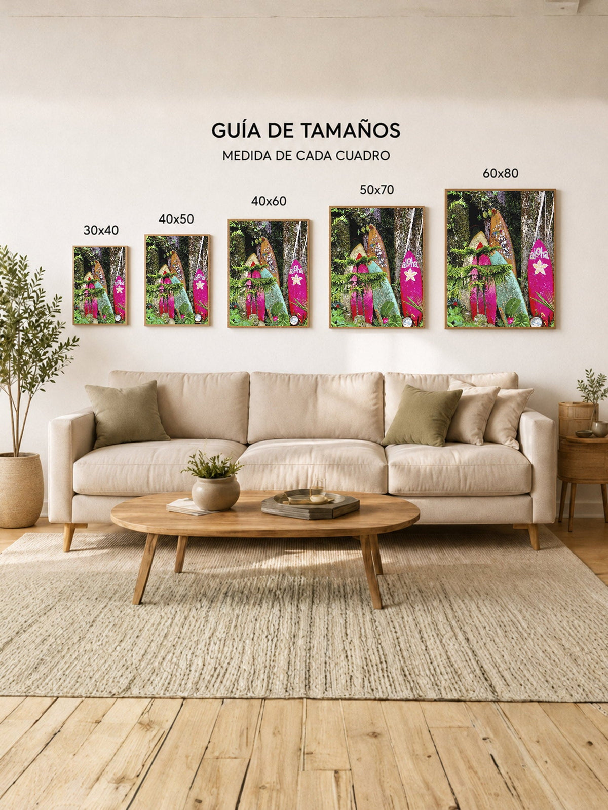 Cuadro Decorativo Playa, Tablas Aloha Tropical