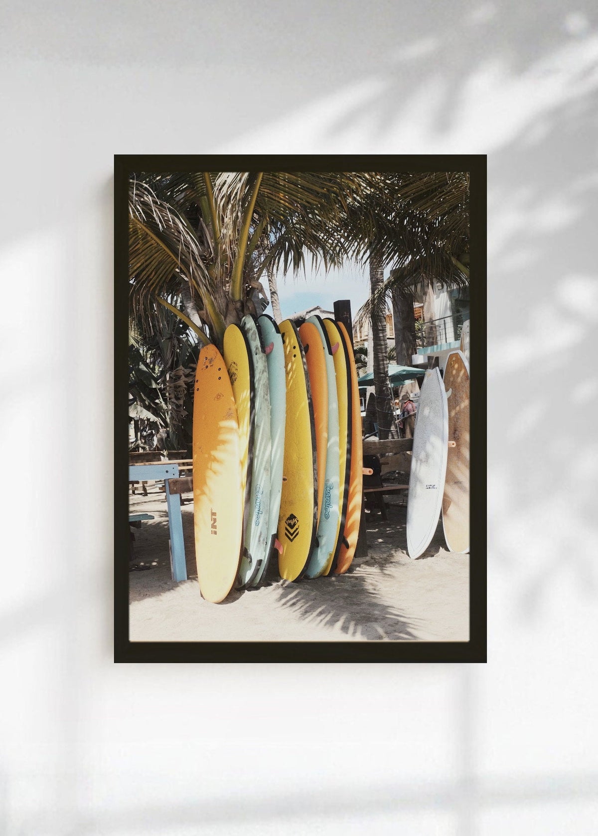 Cuadro Decorativo Playa, Tablas Amarillas Palmeras