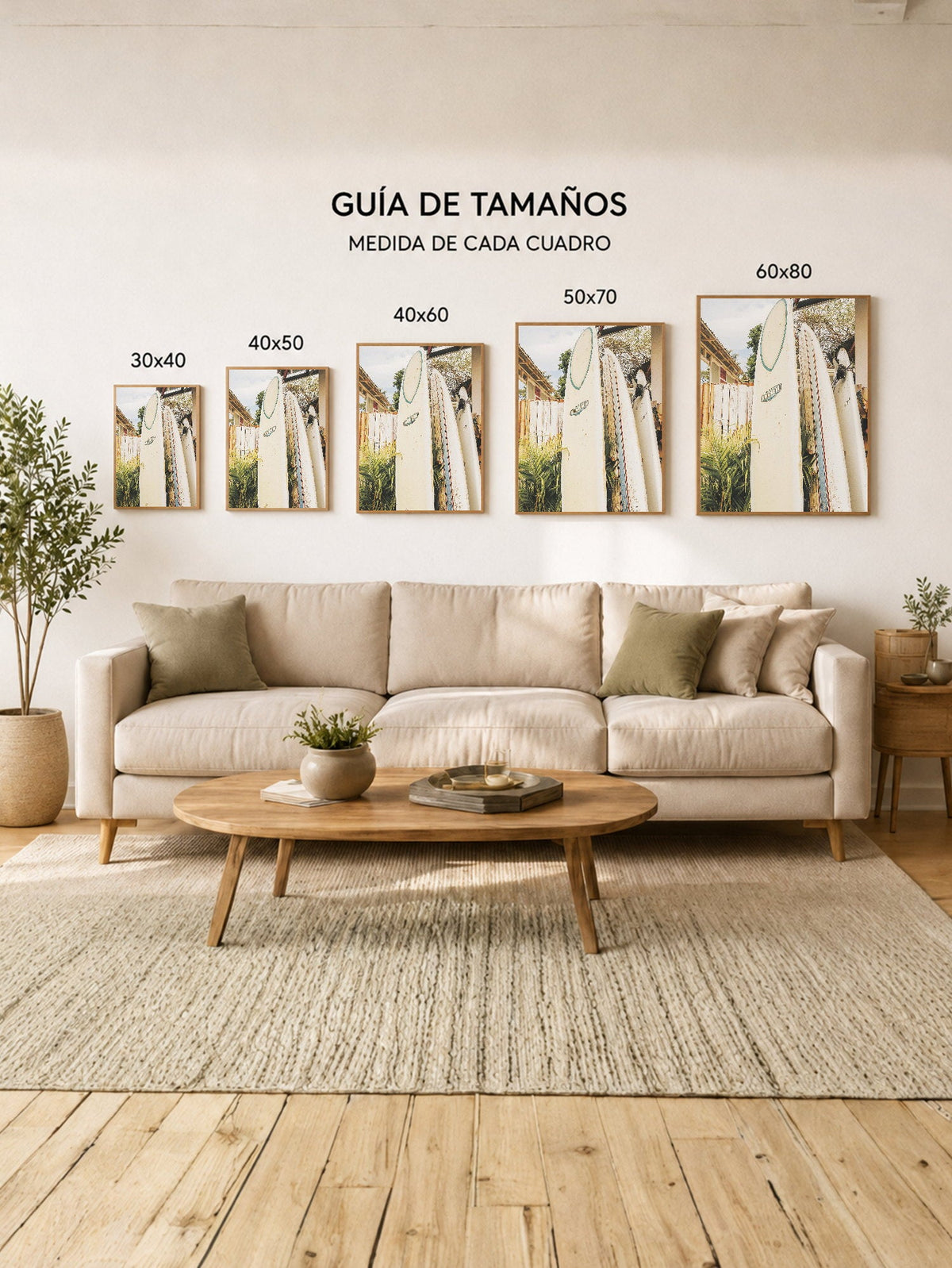 Cuadro Decorativo Playa, Tablas Blancas Apoyadas