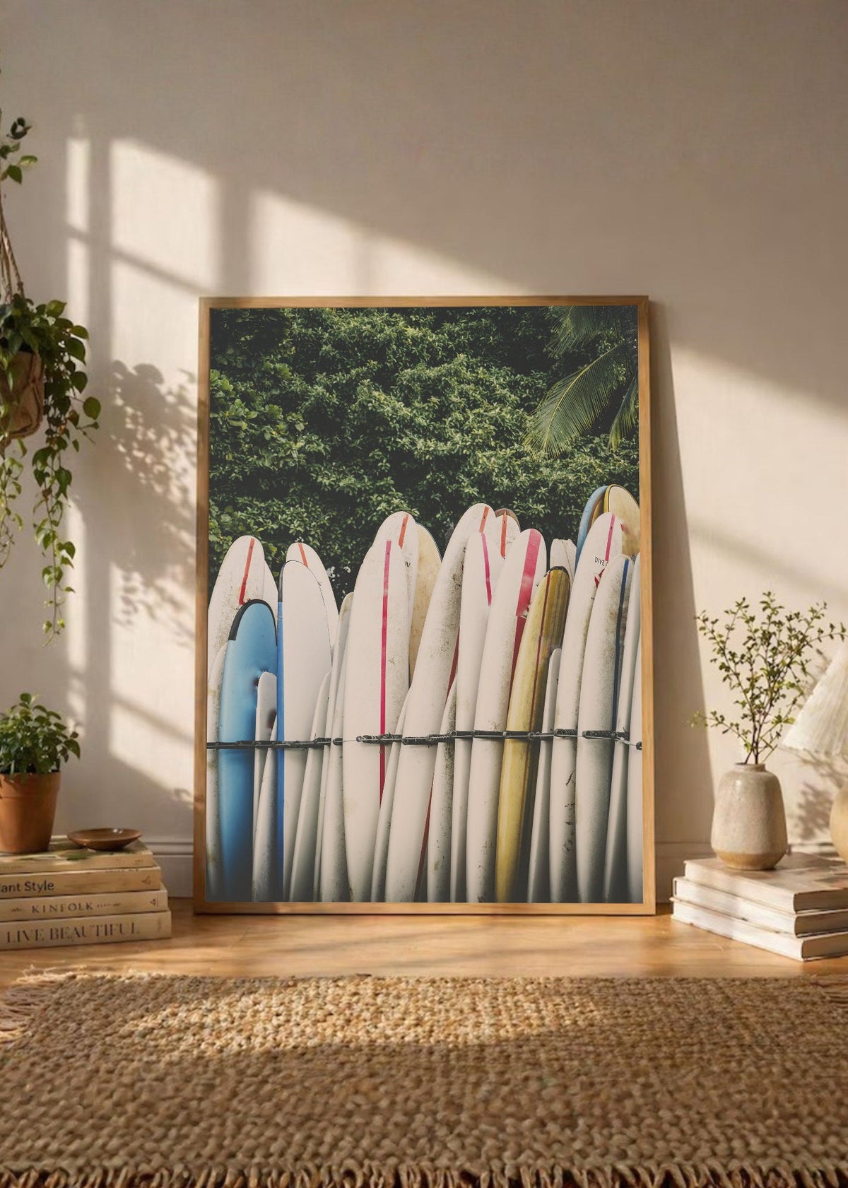 Cuadro Decorativo Playa, Tablas Hilera Blancas