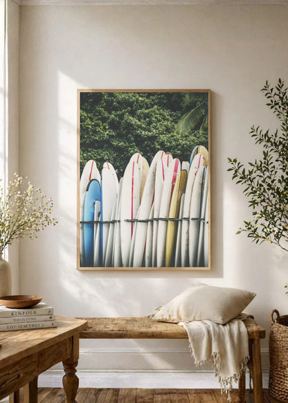 Cuadro Decorativo Playa, Tablas Hilera Blancas