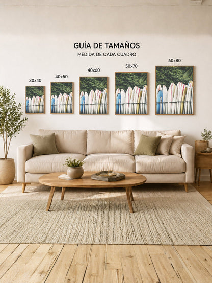 Cuadro Decorativo Playa, Tablas Hilera Blancas