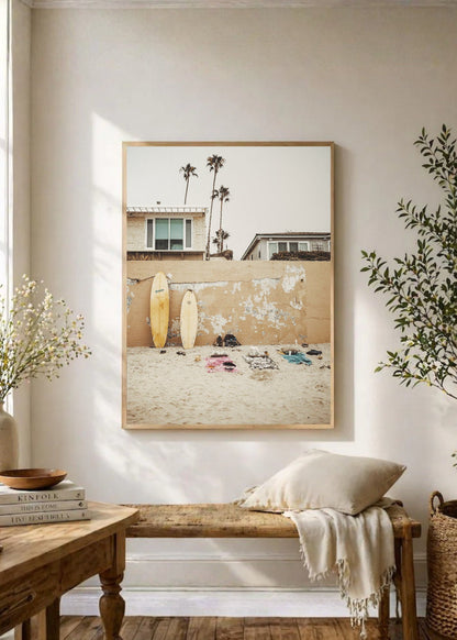 Cuadro Decorativo Playa, Tablas Pared Beige