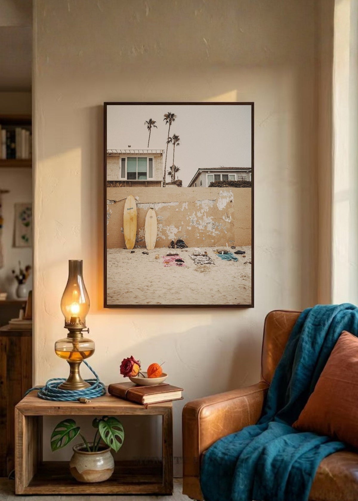 Cuadro Decorativo Playa, Tablas Pared Beige