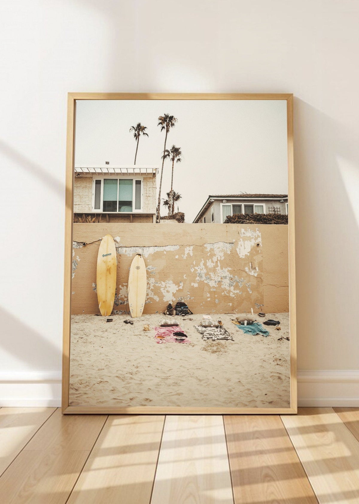 Cuadro Decorativo Playa, Tablas Pared Beige