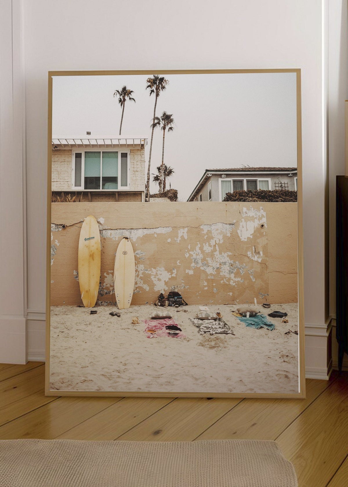 Cuadro Decorativo Playa, Tablas Pared Beige