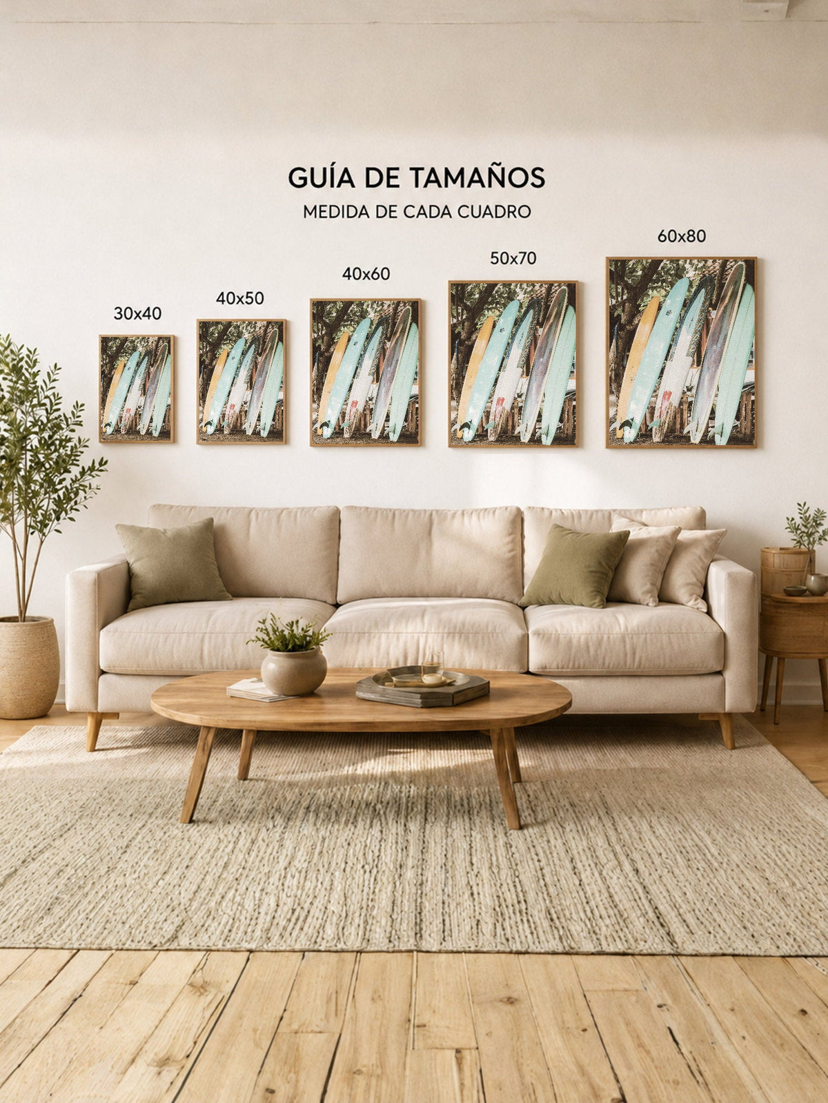 Cuadro Decorativo Playa, Tablas Pastel Apoyadas