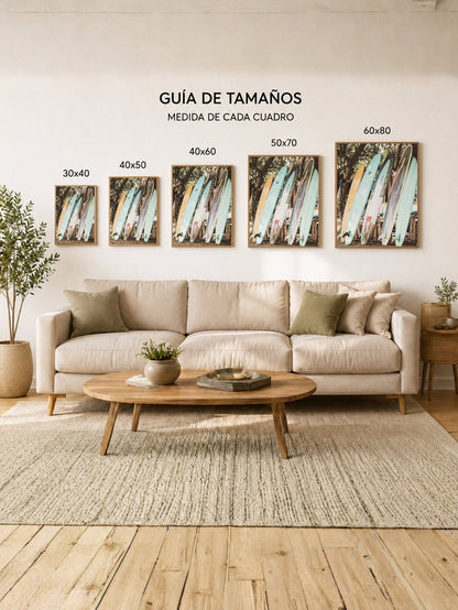 Cuadro Decorativo Playa, Tablas Pastel Apoyadas