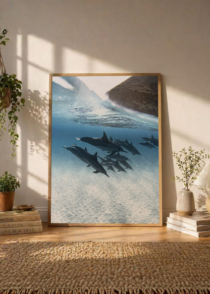 Cuadro Decorativo Playa, Tiburones Bajo Agua