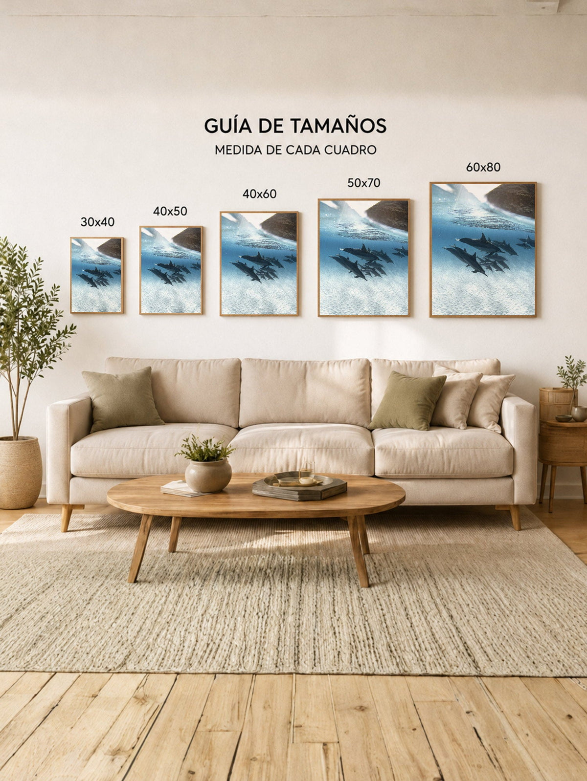 Cuadro Decorativo Playa, Tiburones Bajo Agua