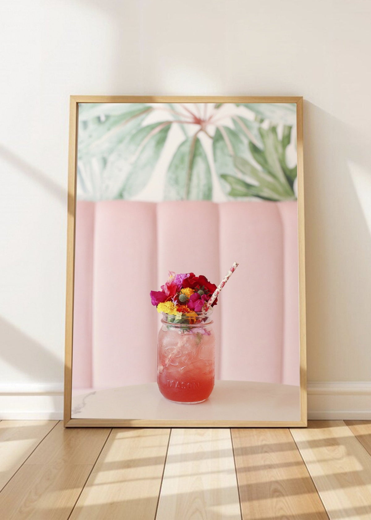 Cuadro Decorativo Playa, Trago Flores Rosa