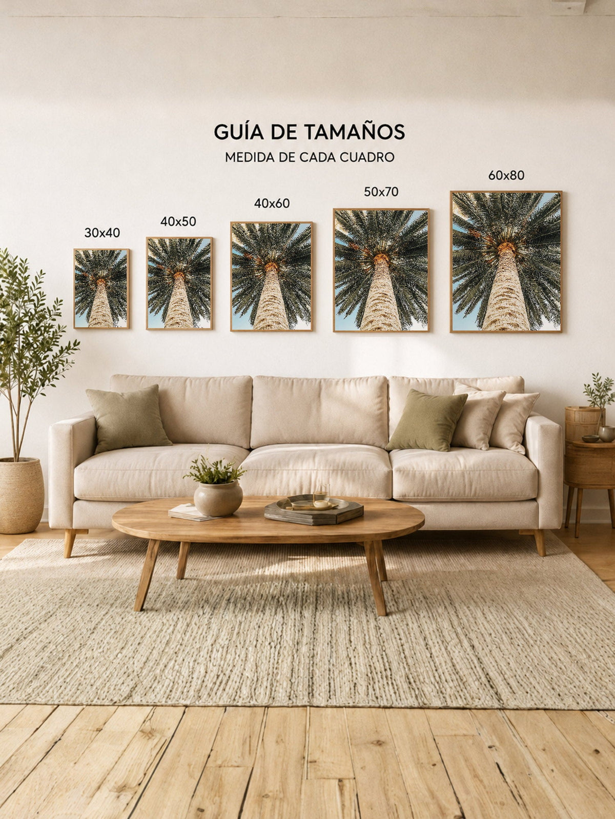 Cuadro Decorativo Playa, Tronco Palmera Abajo