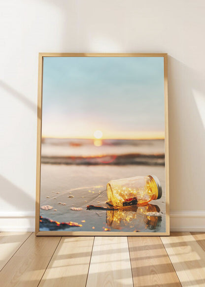 Cuadro Decorativo Playa, Vaso Atardecer Arena