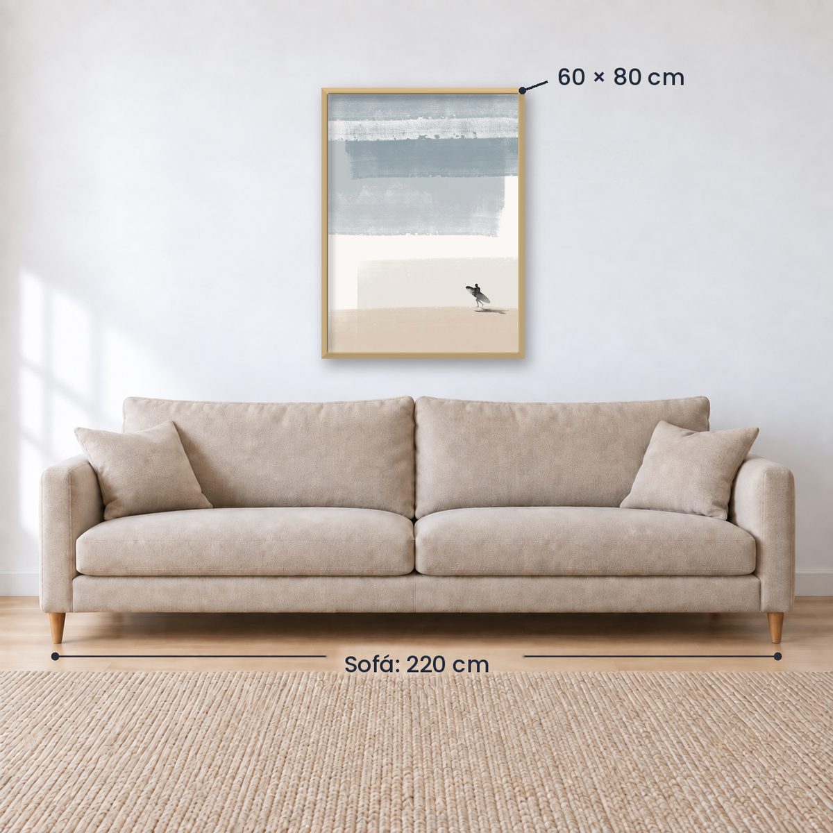 Cuadro Decorativo Surf, Playa, Tabla, Olas y Arena VI