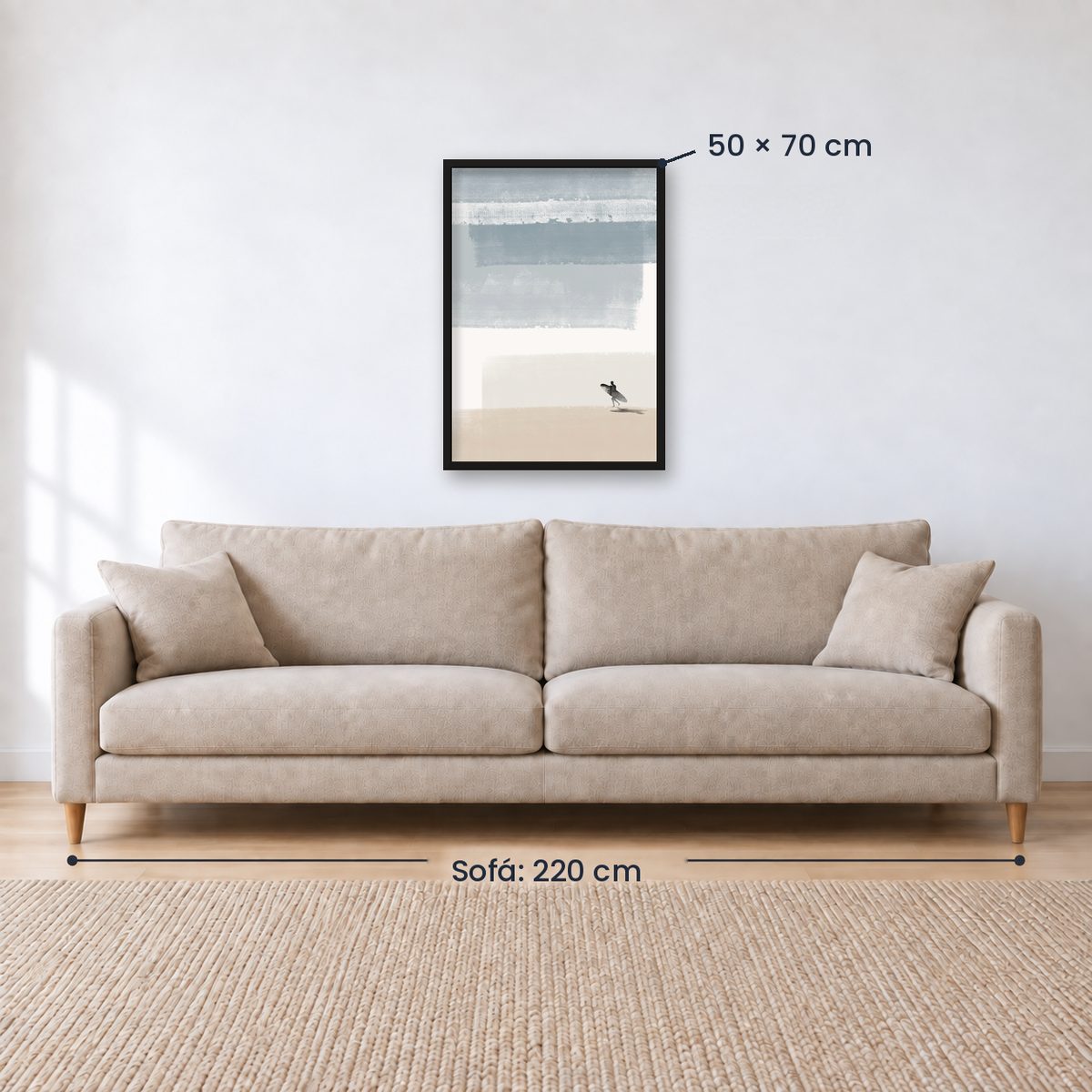 Cuadro Decorativo Surf, Playa, Tabla, Olas y Arena VI