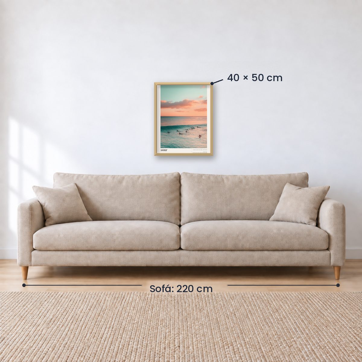 Cuadro Decorativo Surf, Playa, Tabla, Olas y Arena VII