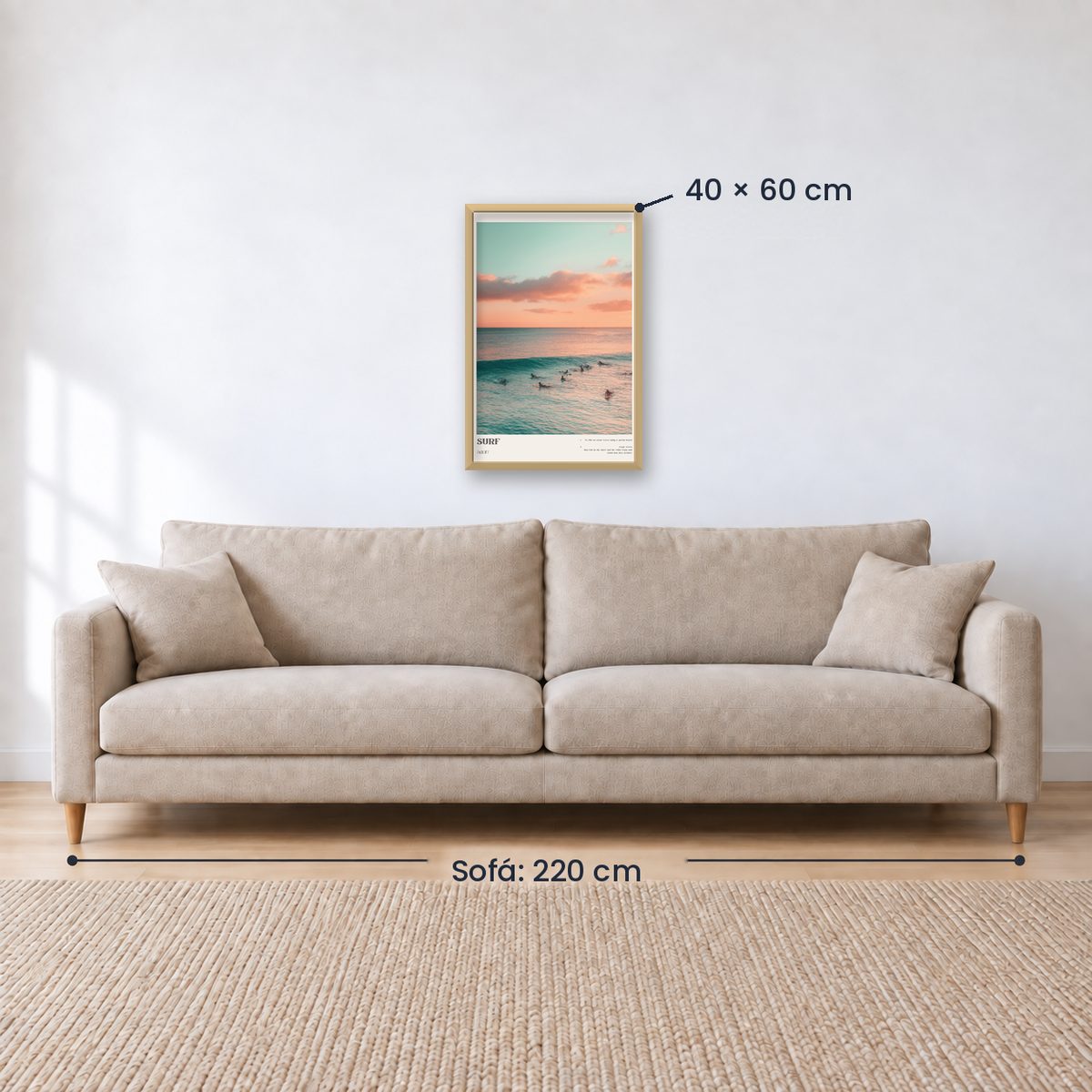 Cuadro Decorativo Surf, Playa, Tabla, Olas y Arena VII