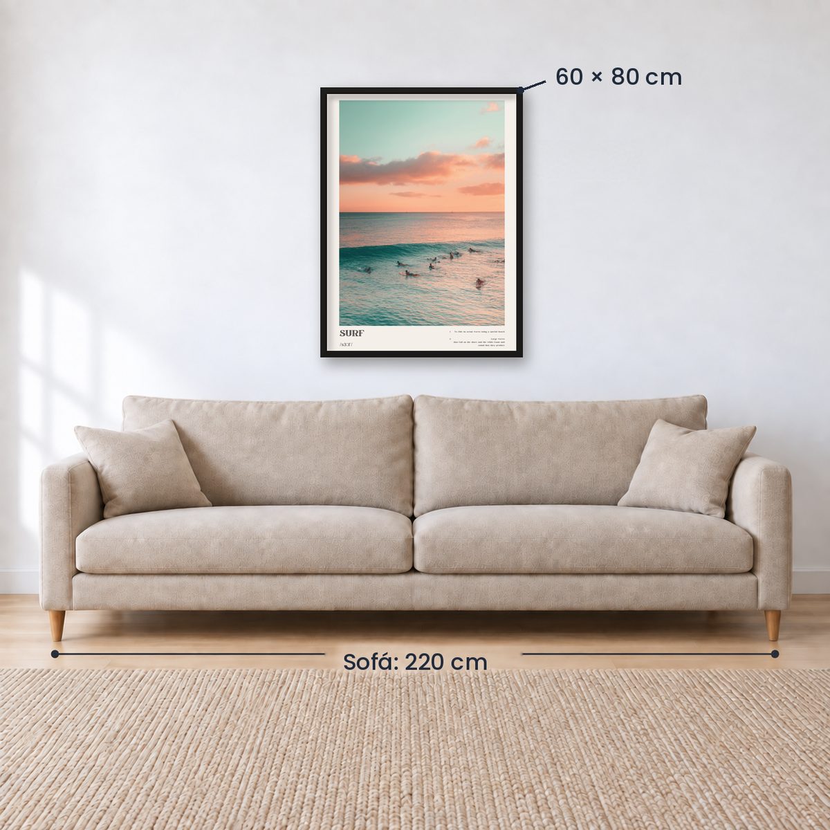 Cuadro Decorativo Surf, Playa, Tabla, Olas y Arena VII