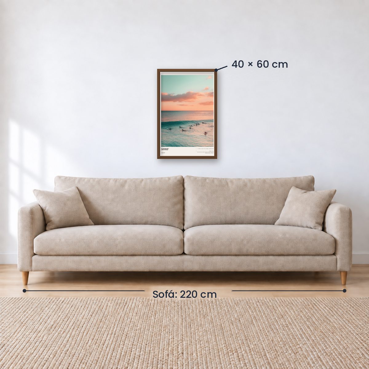 Cuadro Decorativo Surf, Playa, Tabla, Olas y Arena VII