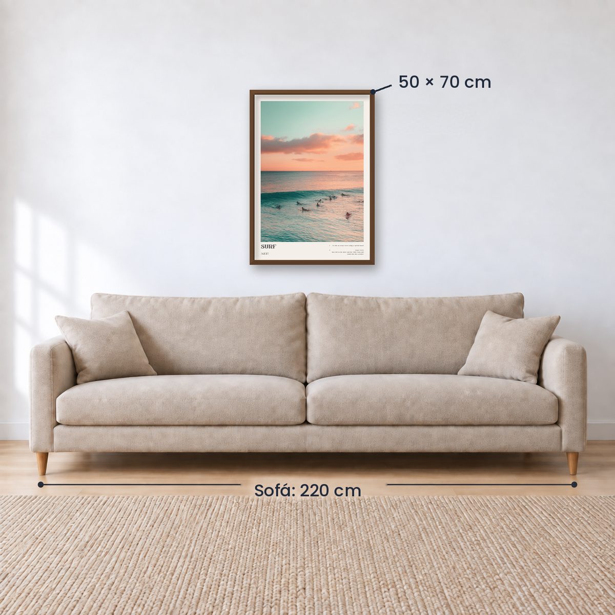 Cuadro Decorativo Surf, Playa, Tabla, Olas y Arena VII
