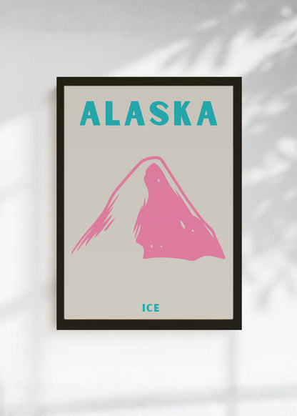 Cuadro Decorativo Travel, Alaska, Montaña Rosa Beige