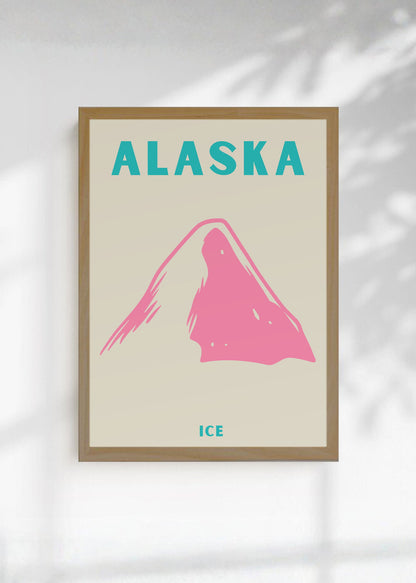 Cuadro Decorativo Travel, Alaska, Montaña Rosa Beige