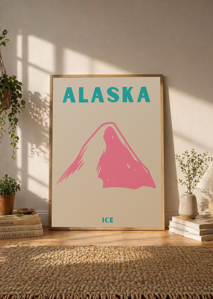 Cuadro Decorativo Travel, Alaska, Montaña Rosa Beige