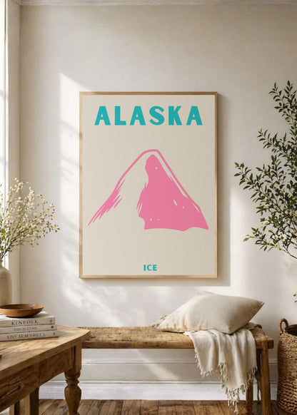 Cuadro Decorativo Travel, Alaska, Montaña Rosa Beige