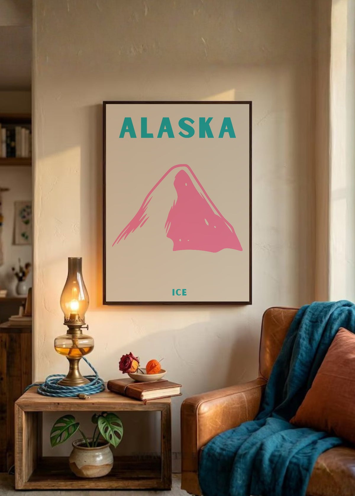 Cuadro Decorativo Travel, Alaska, Montaña Rosa Beige