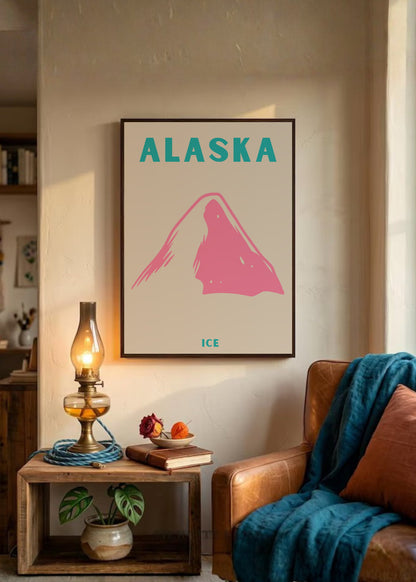 Cuadro Decorativo Travel, Alaska, Montaña Rosa Beige