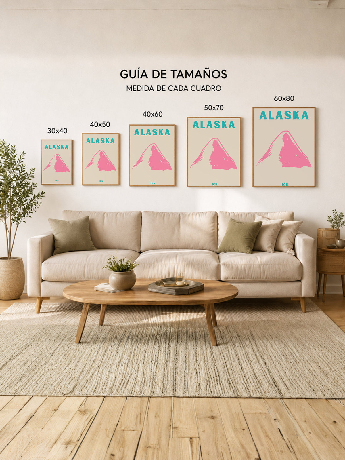 Cuadro Decorativo Travel, Alaska, Montaña Rosa Beige