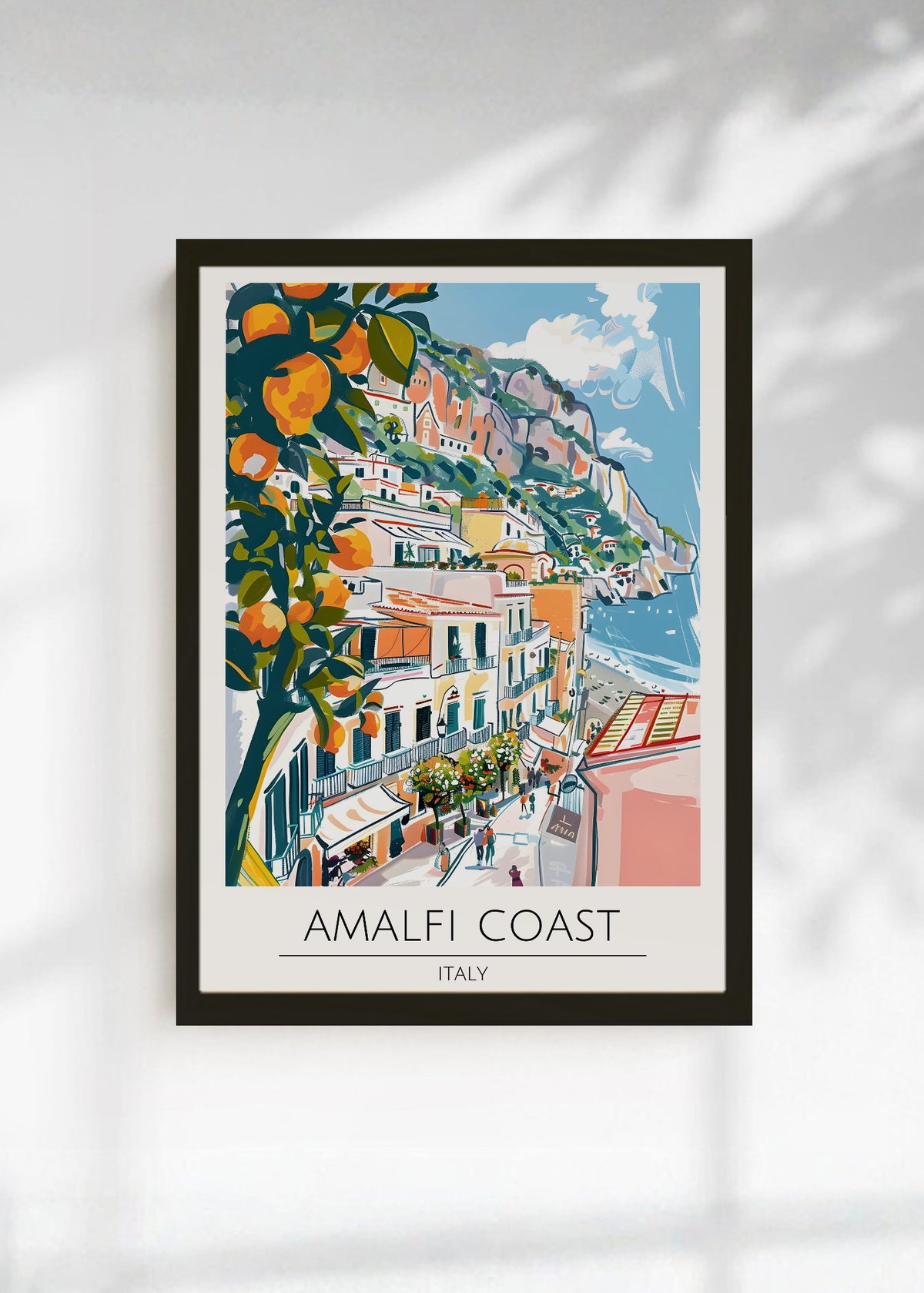 Cuadro Decorativo Travel, Amalfi, Italia, Ilustración Naranjos