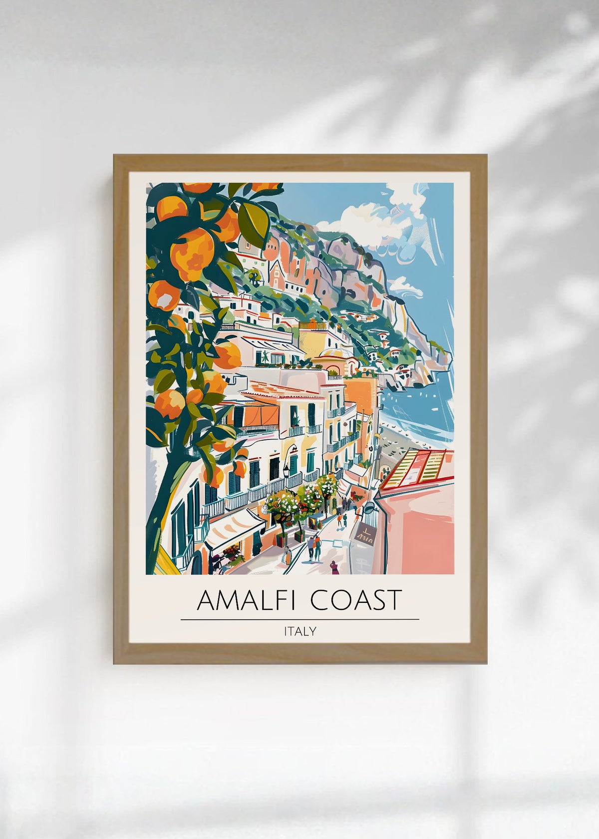 Cuadro Decorativo Travel, Amalfi, Italia, Ilustración Naranjos