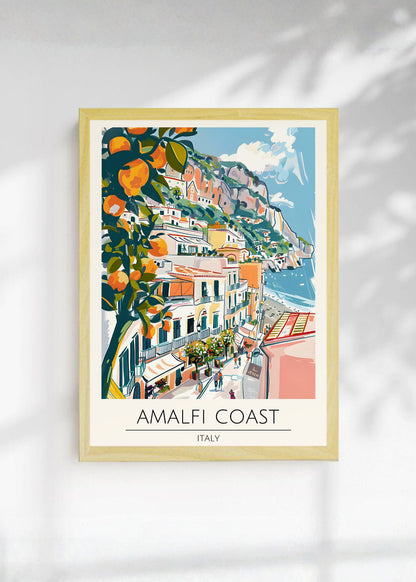 Cuadro Decorativo Travel, Amalfi, Italia, Ilustración Naranjos