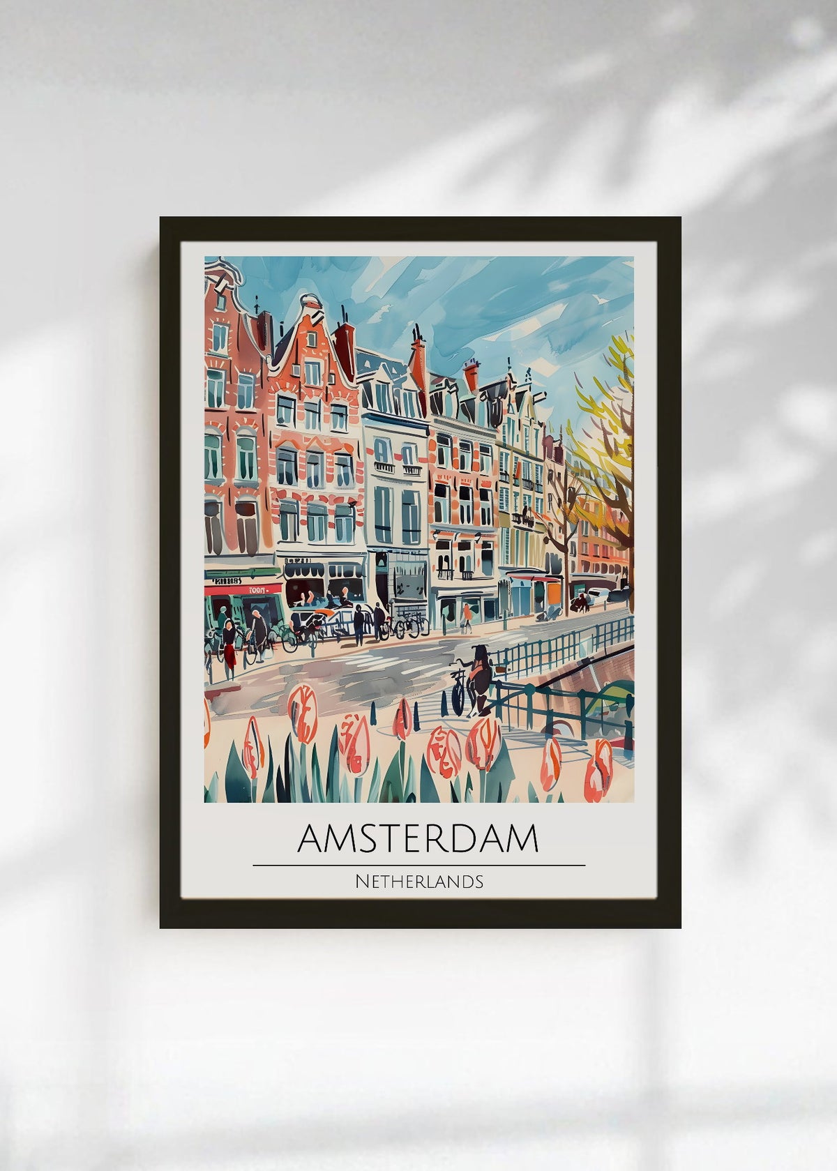 Cuadro Decorativo Travel, Ámsterdam, Países Bajos, Ilustración Canal