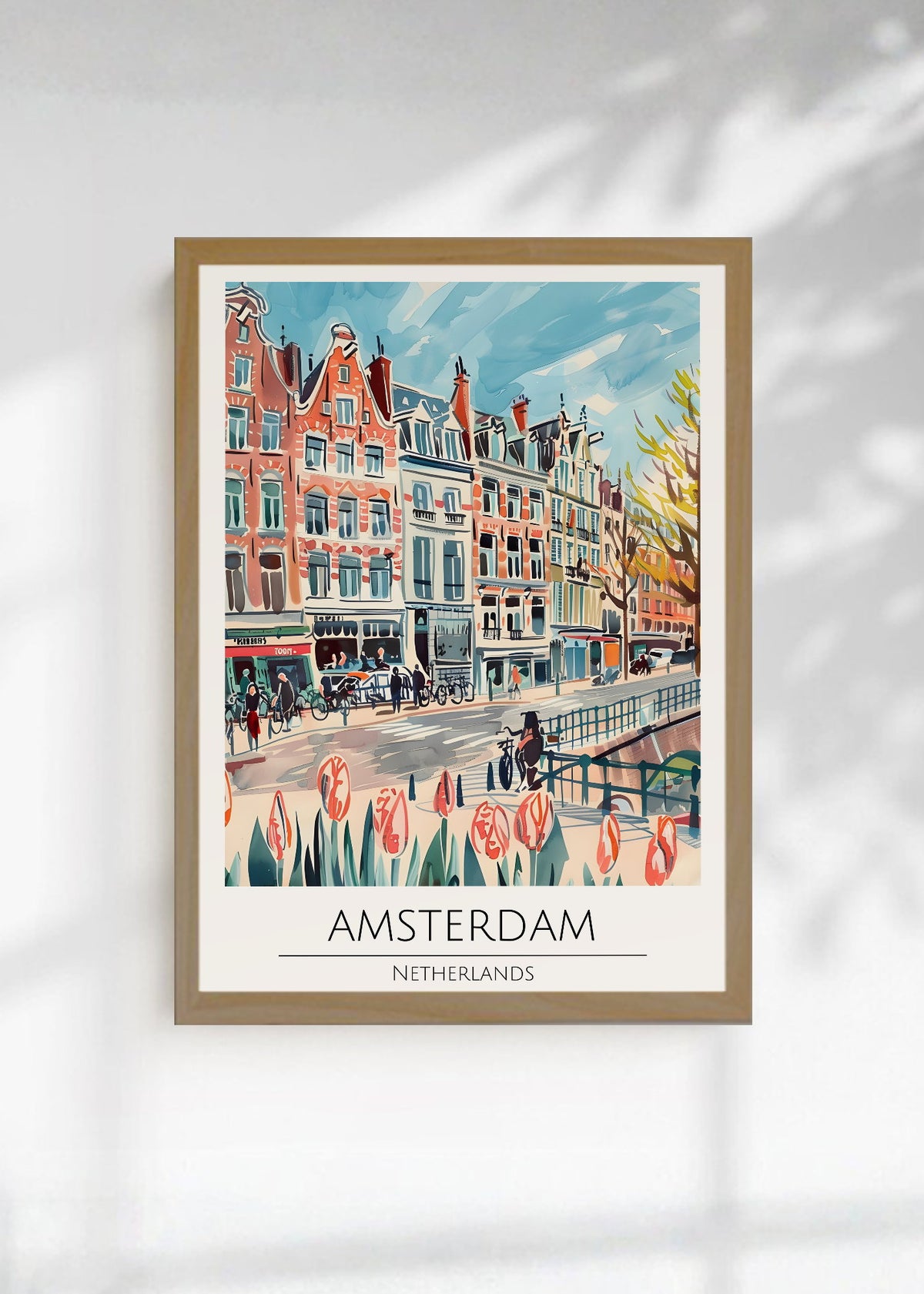 Cuadro Decorativo Travel, Ámsterdam, Países Bajos, Ilustración Canal