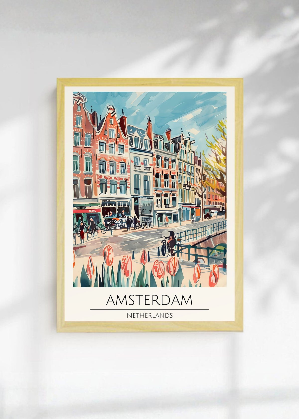 Cuadro Decorativo Travel, Ámsterdam, Países Bajos, Ilustración Canal