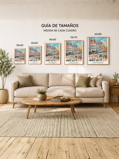 Cuadro Decorativo Travel, Ámsterdam, Países Bajos, Ilustración Canal