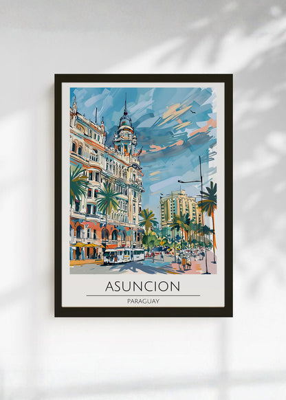 Cuadro Decorativo Travel, Asunción, Paraguay, Ilustración Ciudad