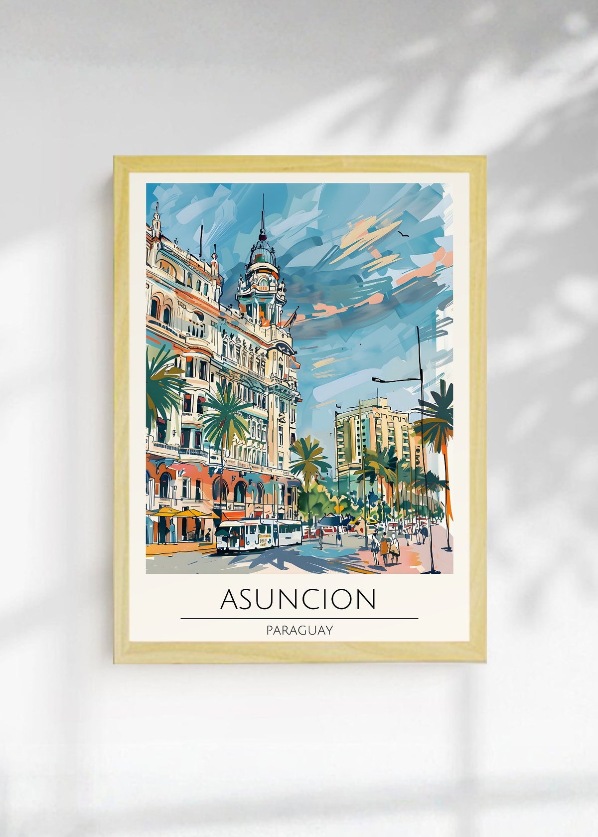 Cuadro Decorativo Travel, Asunción, Paraguay, Ilustración Ciudad