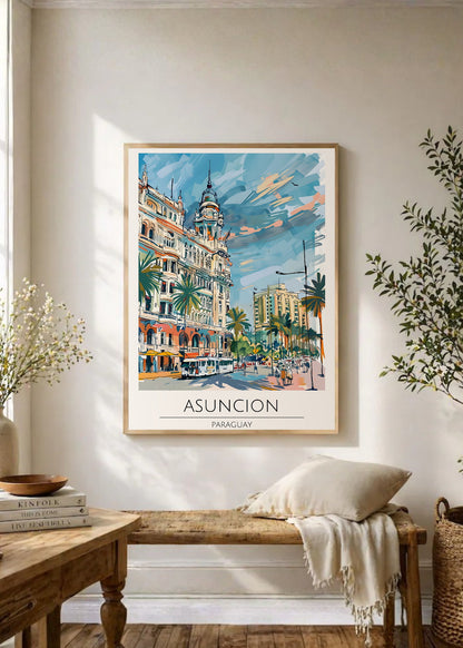 Cuadro Decorativo Travel, Asunción, Paraguay, Ilustración Ciudad