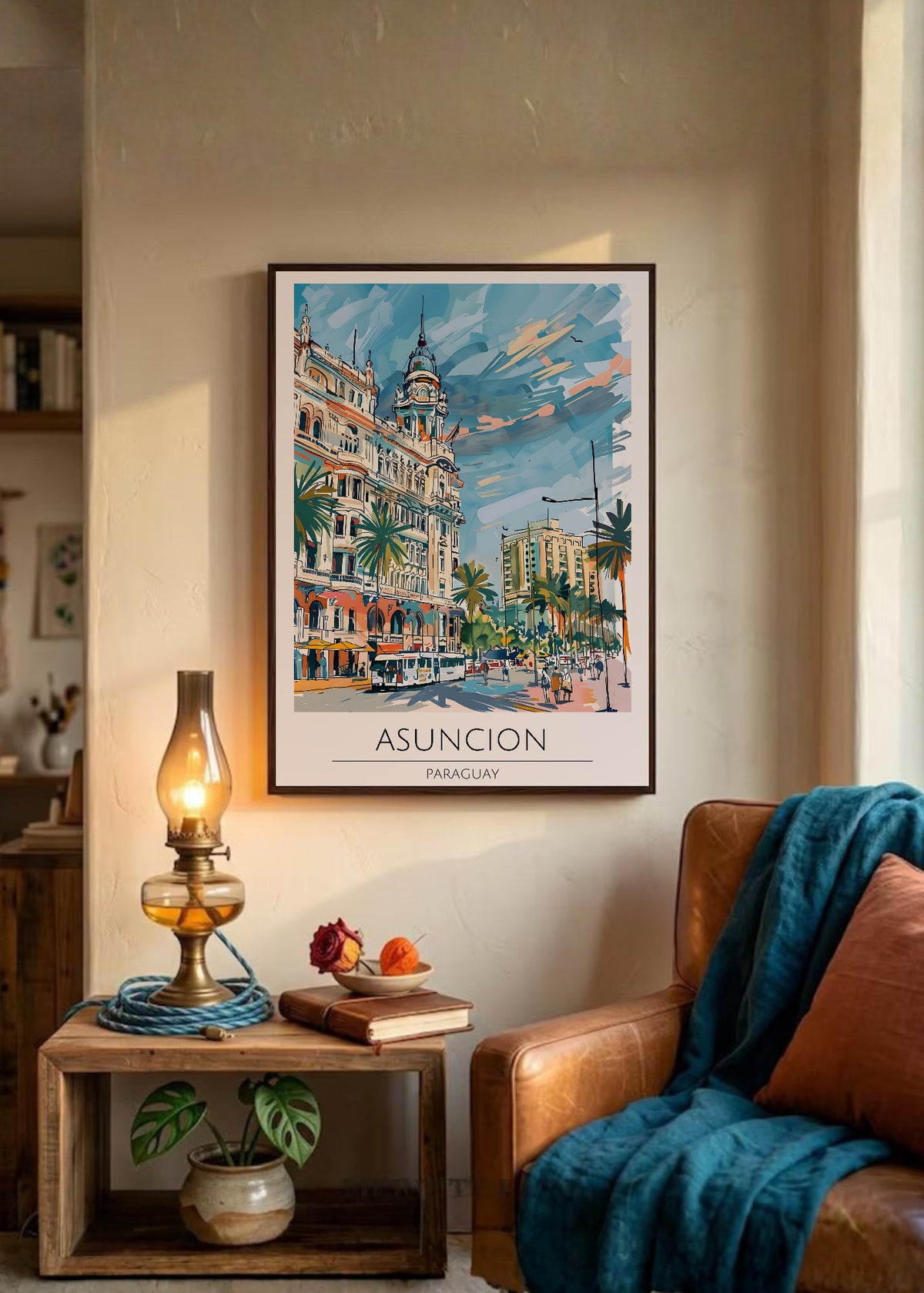 Cuadro Decorativo Travel, Asunción, Paraguay, Ilustración Ciudad