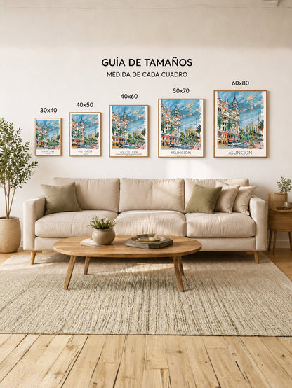 Cuadro Decorativo Travel, Asunción, Paraguay, Ilustración Ciudad