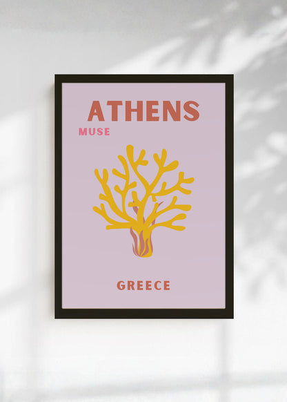 Cuadro Decorativo Travel, Atenas, Grecia, Coral Lila